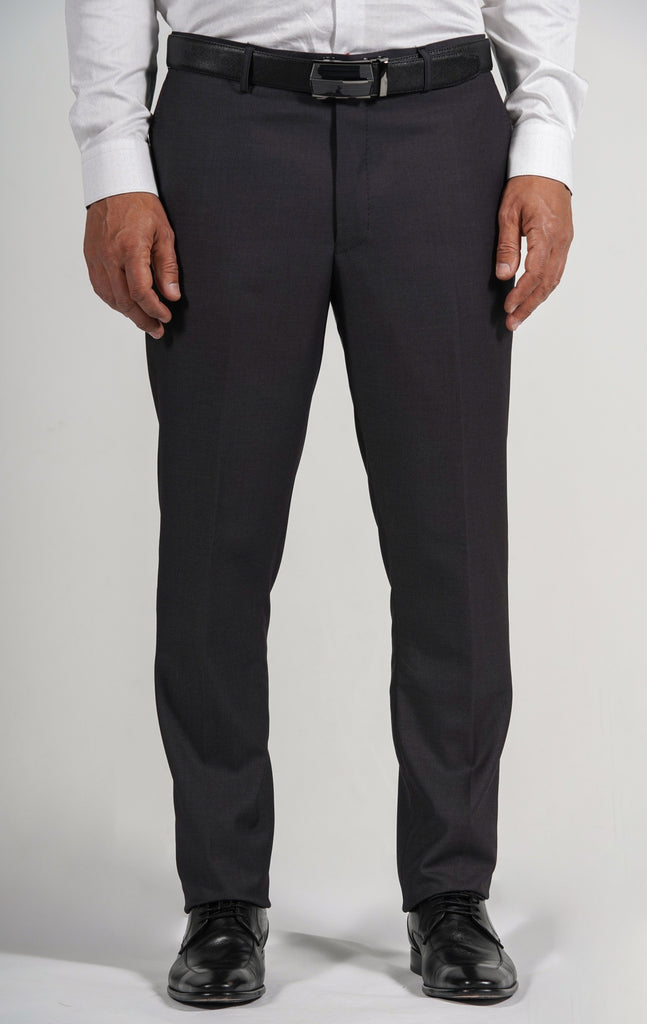 Men Charcoal Grey Slim Fit Checked Formal Trousers – ManQ